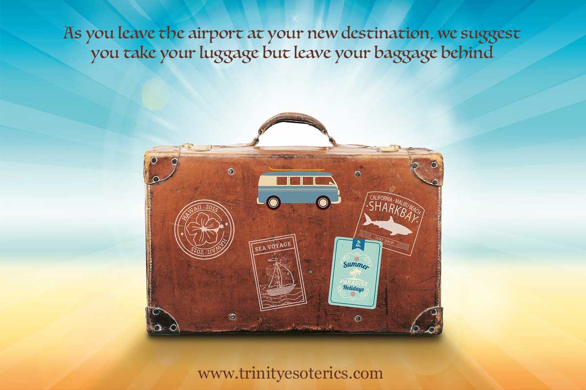 suitcase and rays of light trinity esoterics