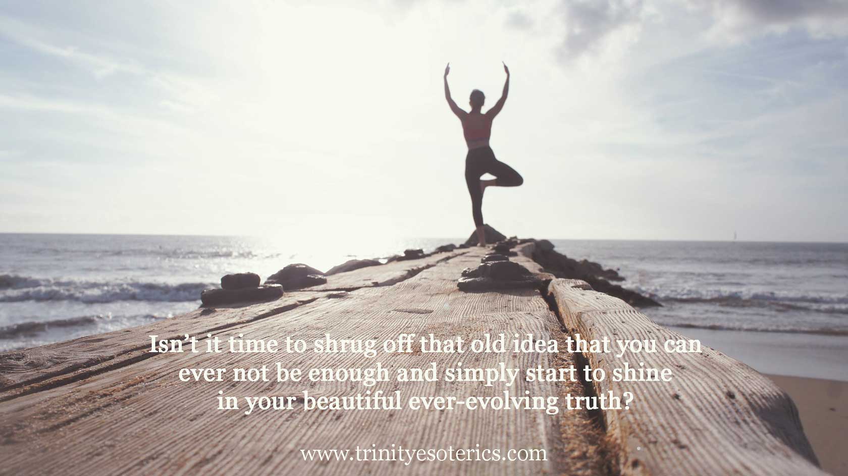 girl in yoga pose on jetty trinity esoterics