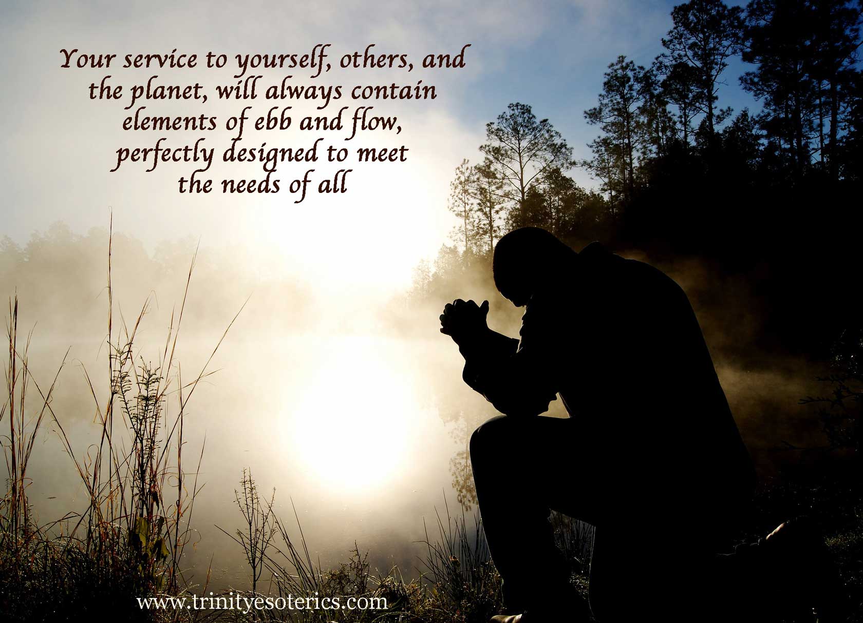 man praying quietly on his own trinity esoterics