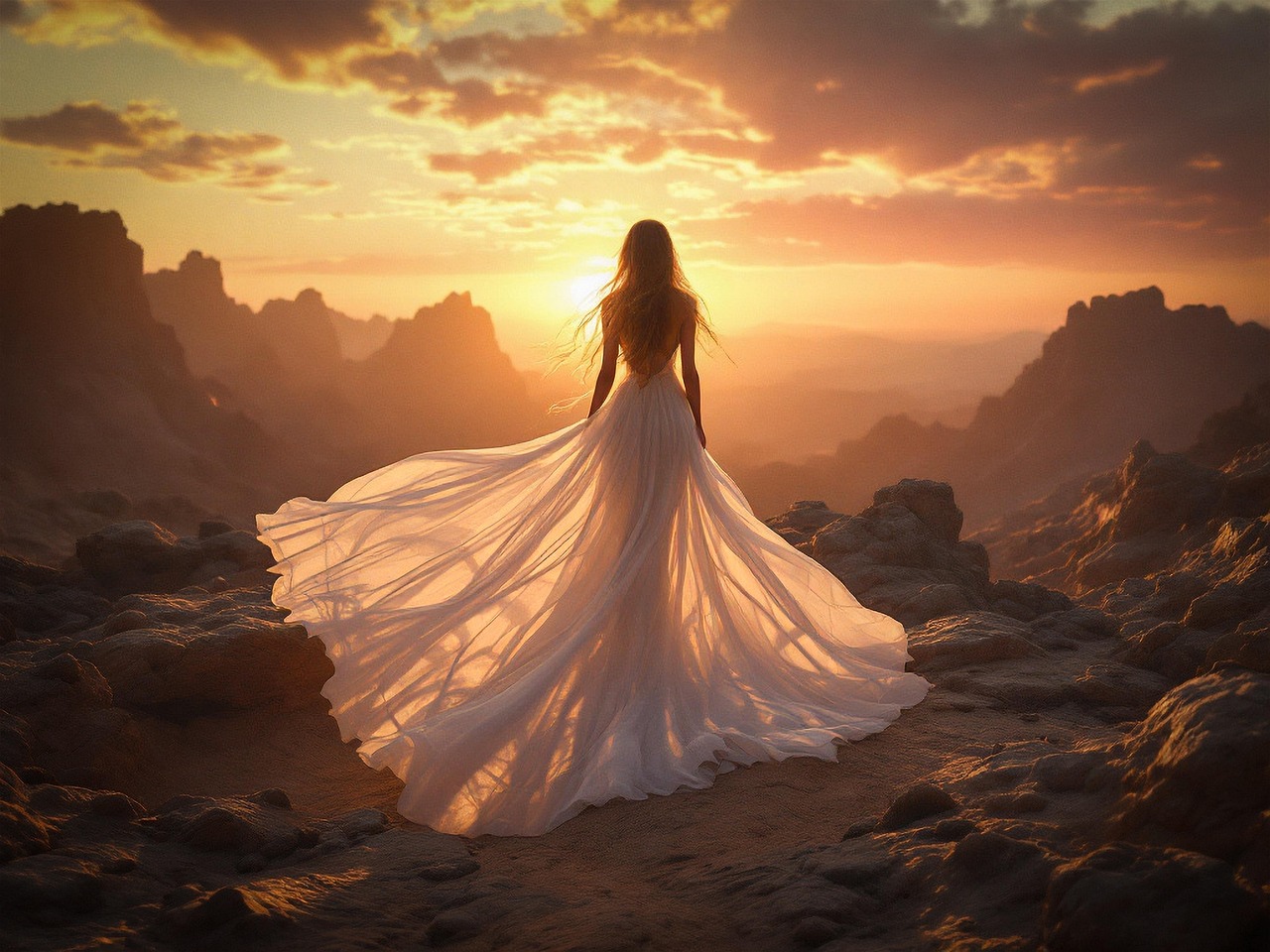 woman looking towards the dawn trinity esoterics