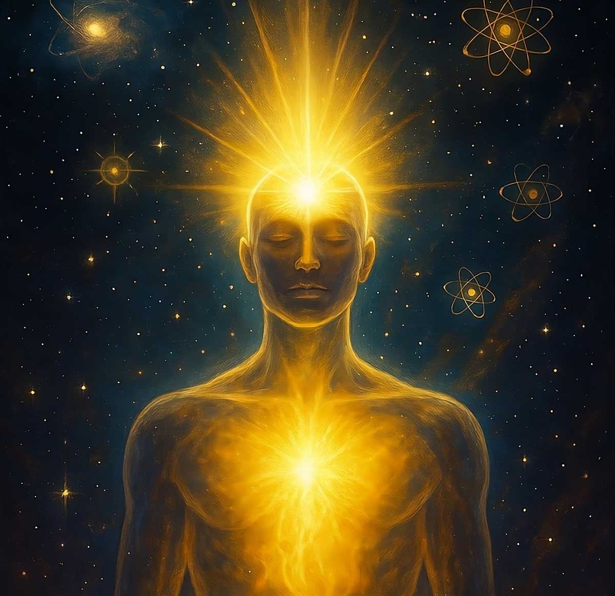 man with lighted crown and heart trinity esoterics