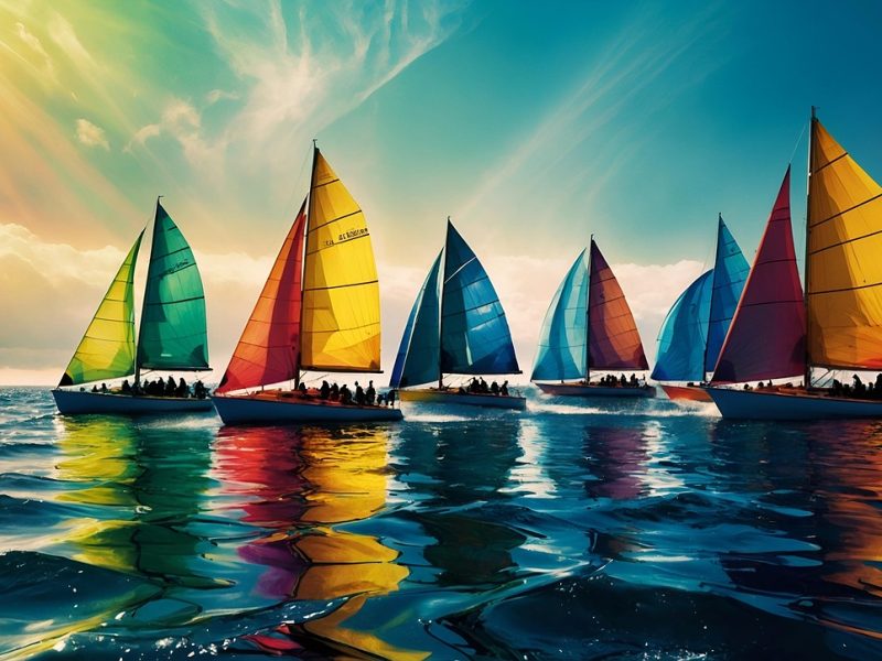 colourful sailboats moving into the sun trinity esoterics