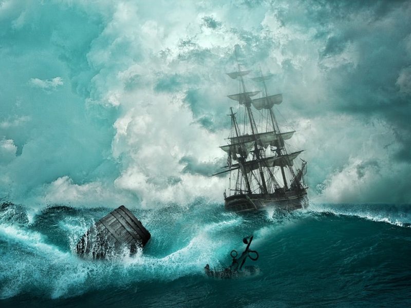 ship in a storm with debris trinity esoterics