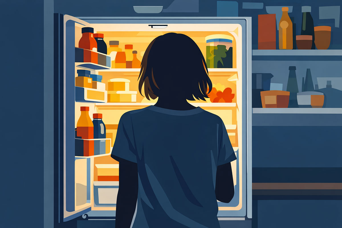 person looking in refrigerator trinity esoterics