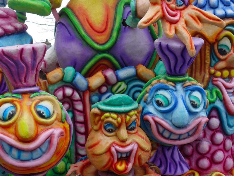 characters showing emotion on parade float trinity esoterics