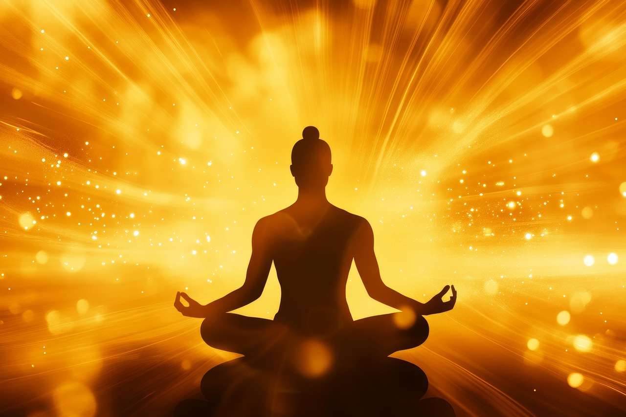person calmly sitting in the face of incoming energy trinity esoterics